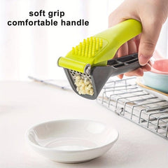 Green Stainless Steel Garlic Press Manual Crusher
