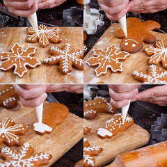 5pcs Christmas Cookie Molds Stainless Steel Cutters Xmas Tree Snowflake Snowman