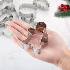 5pcs Christmas Cookie Molds Stainless Steel Cutters Xmas Tree Snowflake Snowman