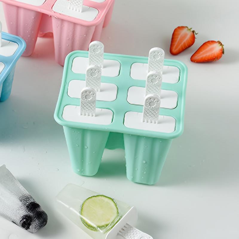 6 Hole Silicone Ice Pop Molds BPA-Free Popsicle Mold Reusable Easy Release