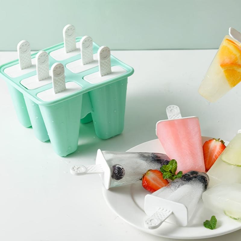 6 Hole Silicone Ice Pop Molds BPA-Free Popsicle Mold Reusable Easy Release