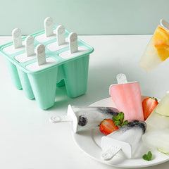 6 Hole Silicone Ice Pop Molds BPA-Free Popsicle Mold Reusable Easy Release