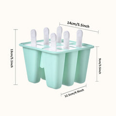 6 Hole Silicone Ice Pop Molds BPA-Free Popsicle Mold Reusable Easy Release