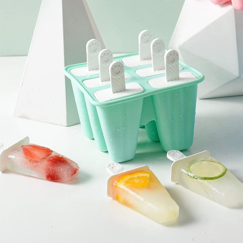 6 Hole Silicone Ice Pop Molds BPA-Free Popsicle Mold Reusable Easy Release