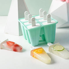 6 Hole Silicone Ice Pop Molds BPA-Free Popsicle Mold Reusable Easy Release
