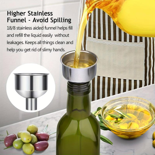 17oz Glass Olive and Vinegar Dispenser Bottle with Pourer and Funnel