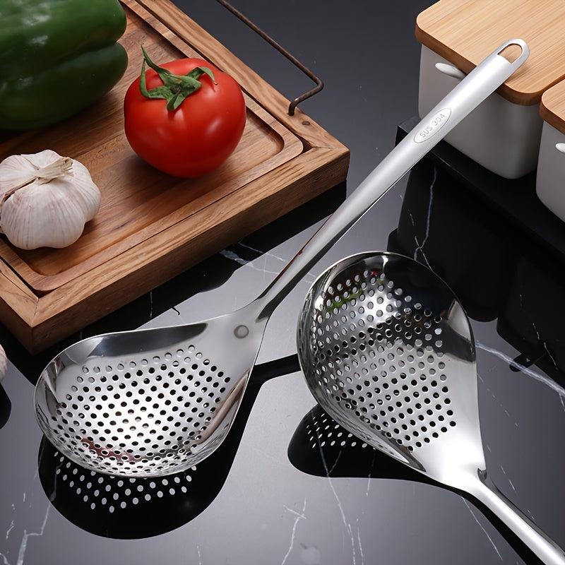 Stainless Steel Colander Skimmer Slotted Spoon Heavy Duty Food Strainer