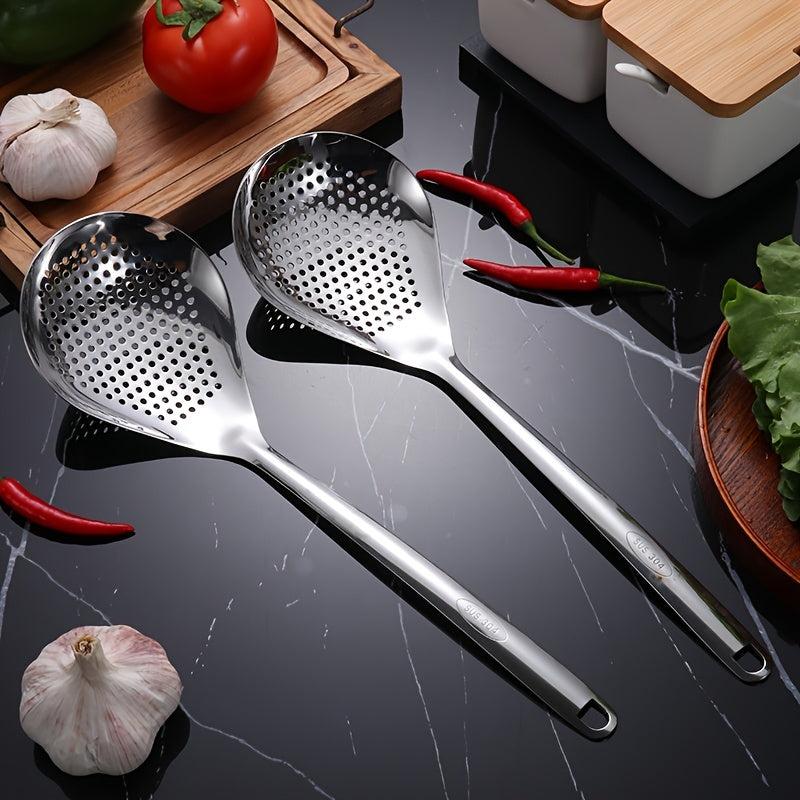 Stainless Steel Colander Skimmer Slotted Spoon Heavy Duty Food Strainer