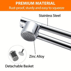 Stainless Steel Garlic Press Multifunctional & Washable Kitchen Gadget
