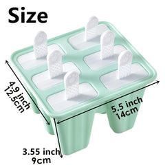 6 Cavities Silicone Popsicle Molds - Reusable Ice Pop Maker