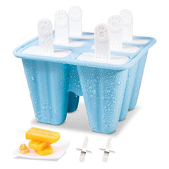 6 Cavities Silicone Popsicle Molds - Reusable Ice Pop Maker
