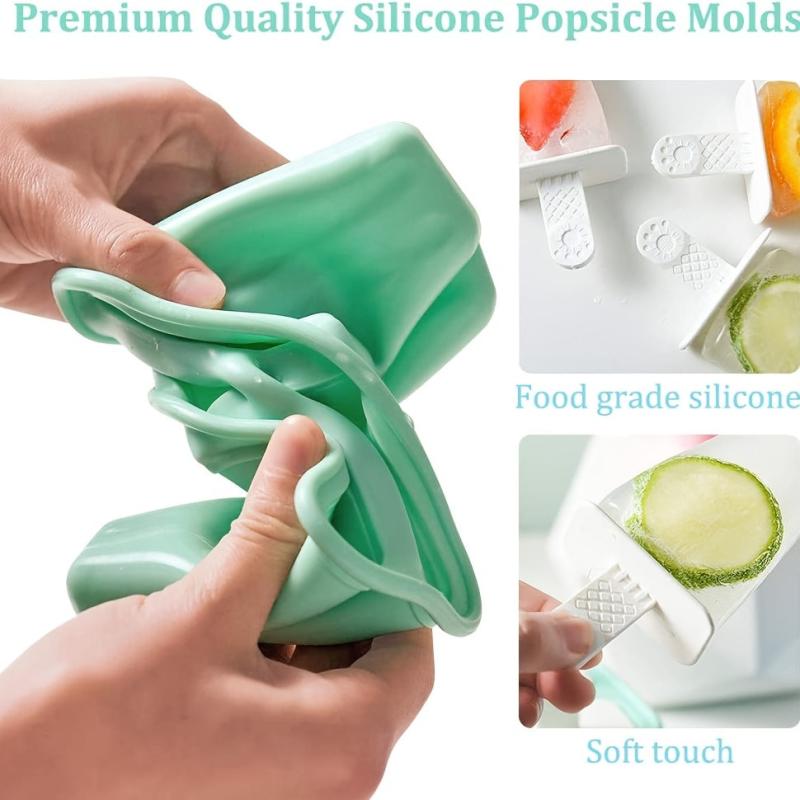 6 Cavities Silicone Popsicle Molds - Reusable Ice Pop Maker