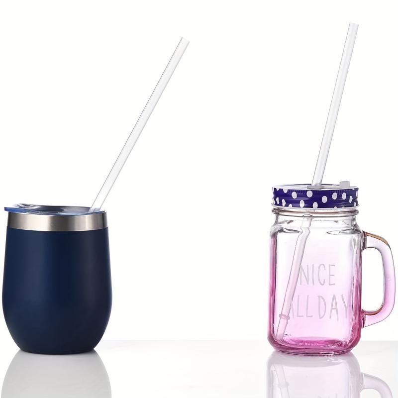 12 Reusable Plastic Straws with Cleaning Brush 24 Tumbler Straws