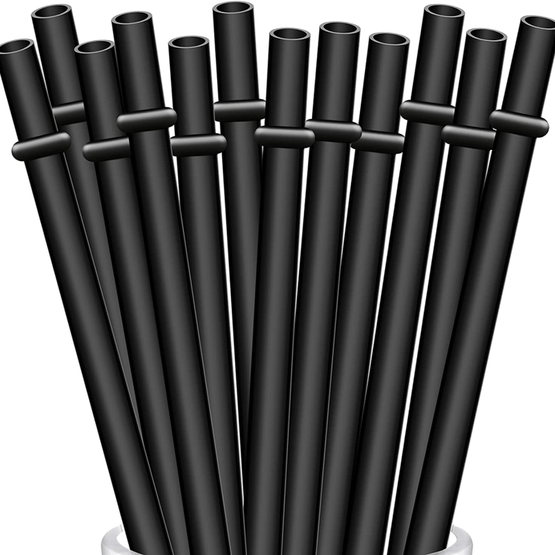 12 Reusable Plastic Straws with Cleaning Brush 24 Tumbler Straws