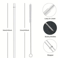 12 Reusable Plastic Straws with Cleaning Brush 24 Tumbler Straws