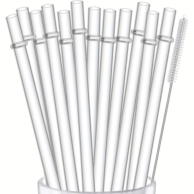 12 Reusable Plastic Straws with Cleaning Brush 24 Tumbler Straws