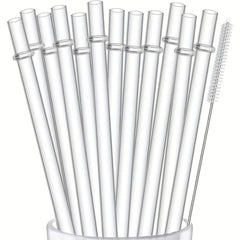 12 Reusable Plastic Straws with Cleaning Brush 24 Tumbler Straws