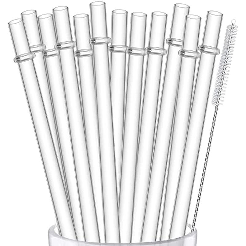 12 Reusable Plastic Straws with Cleaning Brush 24 Tumbler Straws
