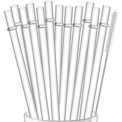12 Reusable Plastic Straws with Cleaning Brush 24 Tumbler Straws