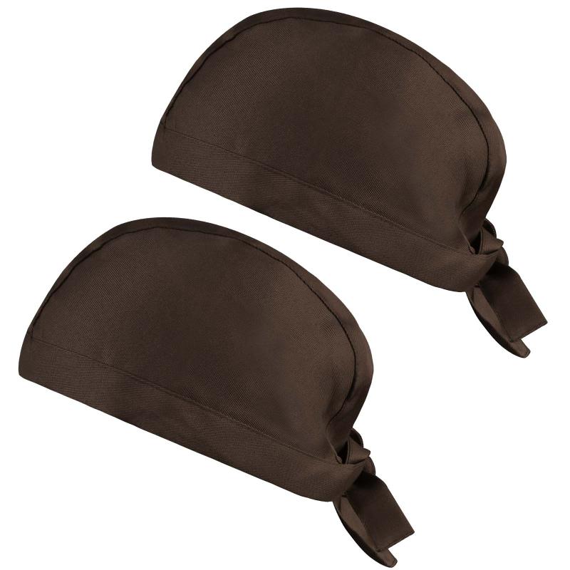 2 Pcs Unisex Chef's Hat Adjustable Breathable Bandana Cap for Kitchen