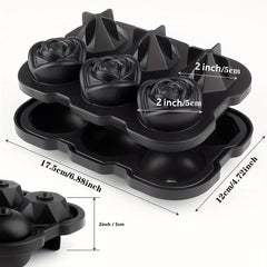 Silicone Rose Ice Cube Trays with Covers, Easy Release Large Ice Cube Form