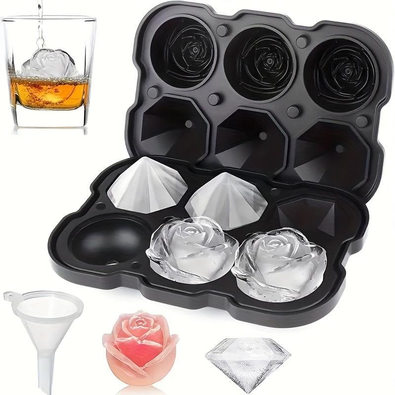 Silicone Rose Ice Cube Trays with Covers, Easy Release Large Ice Cube Form