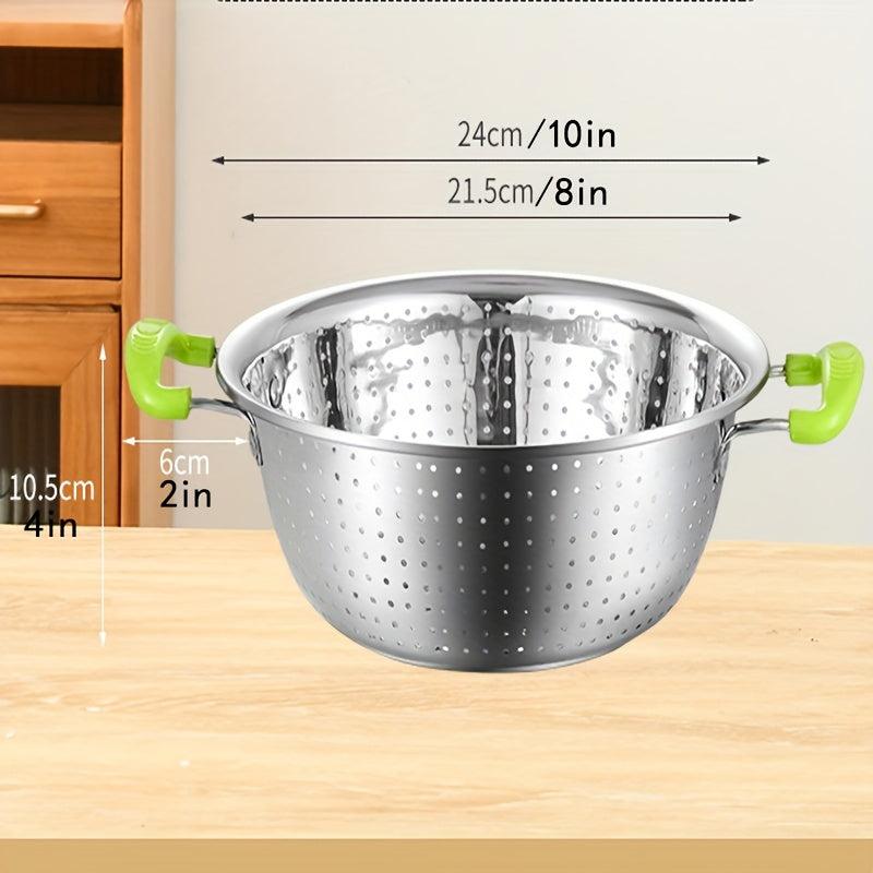 Stainless Steel Drain Basket with Double Ear Kitchen Vegetable