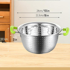 Stainless Steel Drain Basket with Double Ear Kitchen Vegetable