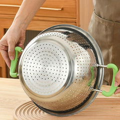 Stainless Steel Drain Basket with Double Ear Kitchen Vegetable