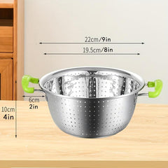 Stainless Steel Drain Basket with Double Ear Kitchen Vegetable