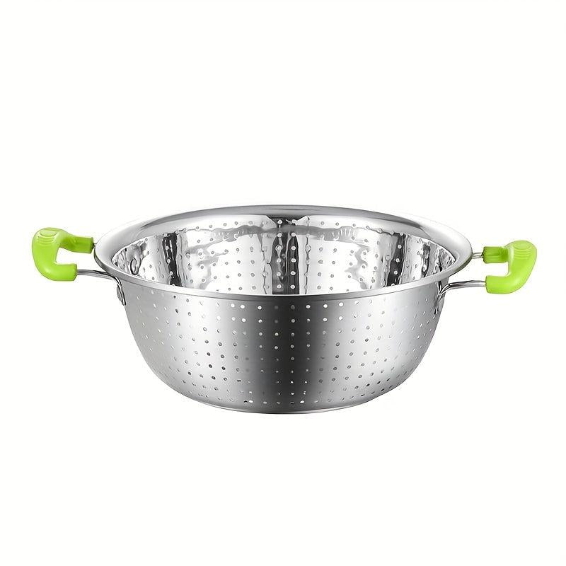 Stainless Steel Drain Basket with Double Ear Kitchen Vegetable