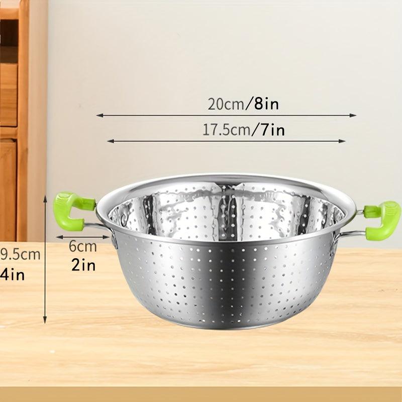 Stainless Steel Drain Basket with Double Ear Kitchen Vegetable