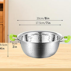 Stainless Steel Drain Basket with Double Ear Kitchen Vegetable