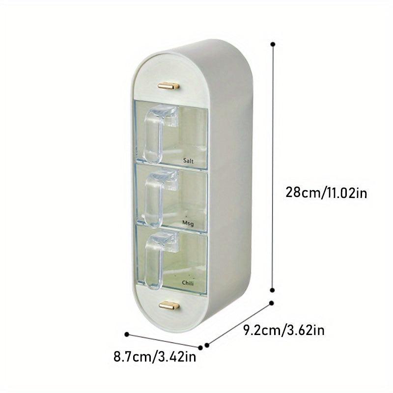 Wall Mounted Spice Organizer Adhesive Seasoning Storage Box Kitchen