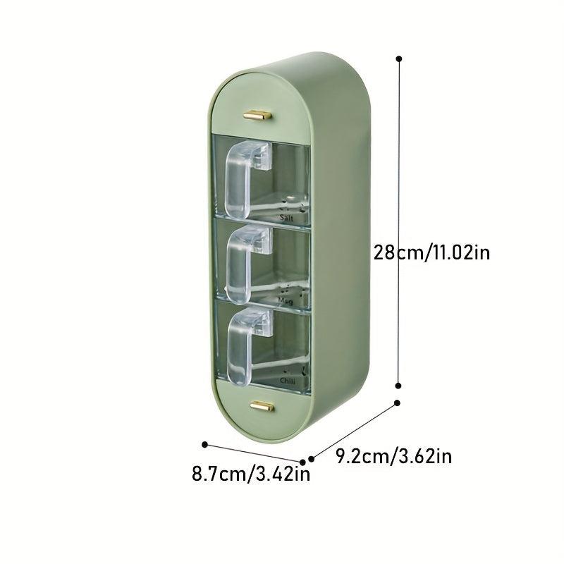 Wall Mounted Spice Organizer Adhesive Seasoning Storage Box Kitchen