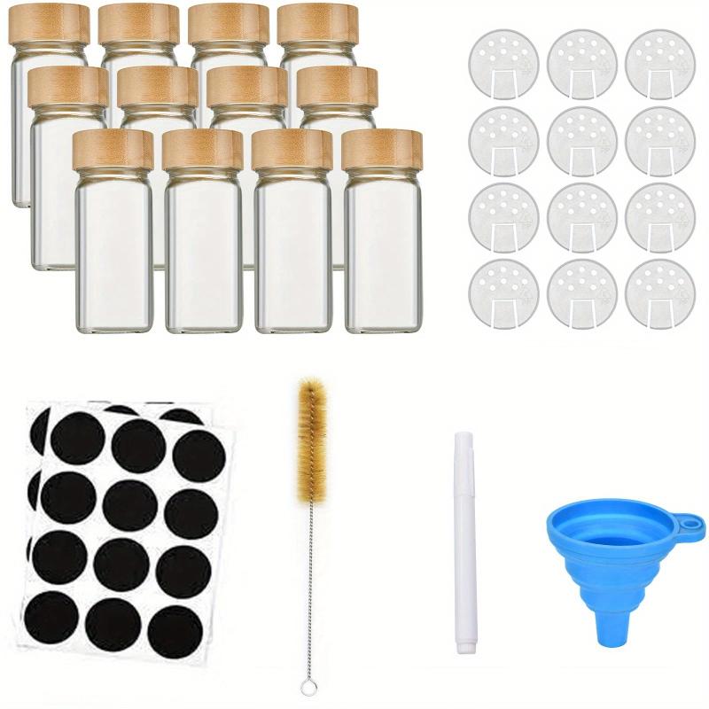 12pcs Glass Spice Jars with Labels & Organizers Bamboo Covers
