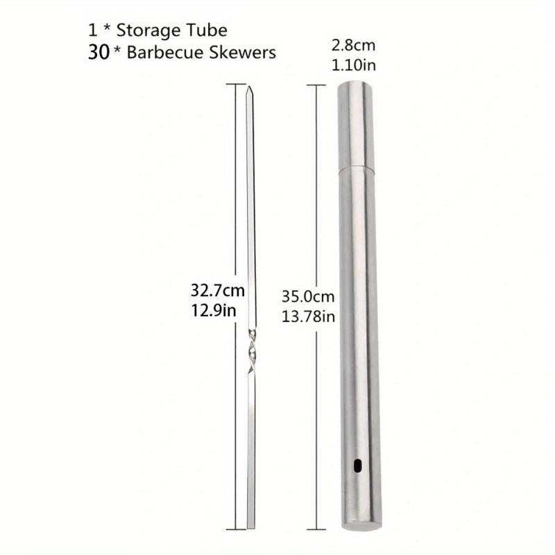 30pcs Stainless Steel BBQ Stick Set with Storage Barrel for Grilling