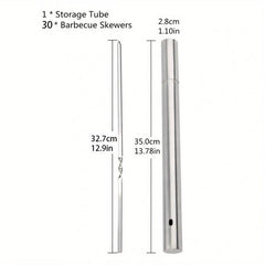 30pcs Stainless Steel BBQ Stick Set with Storage Barrel for Grilling