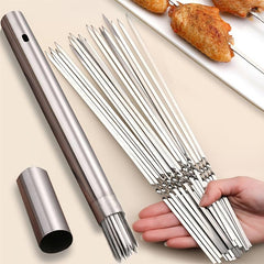 30pcs Stainless Steel BBQ Stick Set with Storage Barrel for Grilling