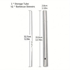 30pcs Stainless Steel BBQ Stick Set with Storage Barrel for Grilling