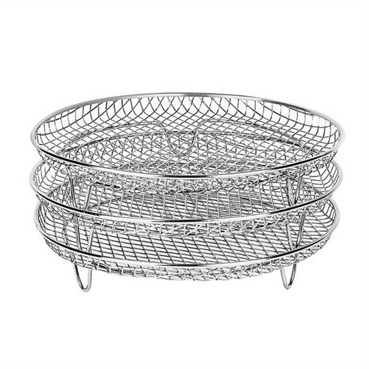 3pcs Stainless Steel Air Fryer Rack Stackable 3 Layer Grilling Rack