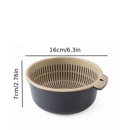 Double Drain Basket Washing Basket Plastic Fruit Storage Washing Basket