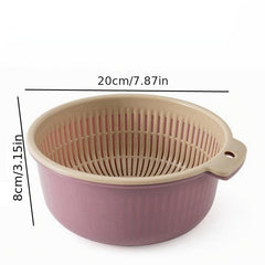 Double Drain Basket Washing Basket Plastic Fruit Storage Washing Basket