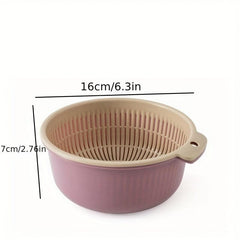 Double Drain Basket Washing Basket Plastic Fruit Storage Washing Basket