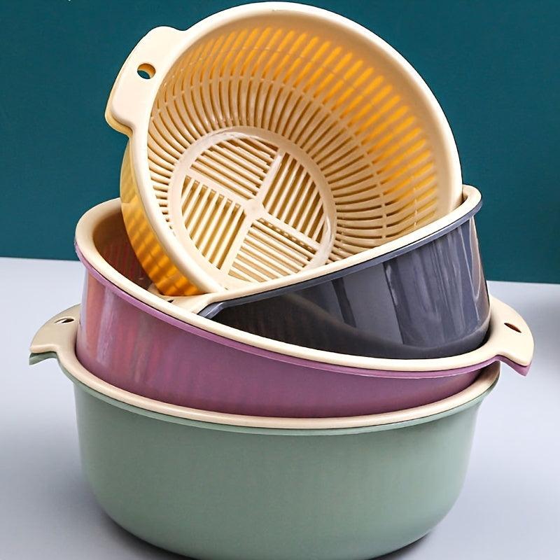 Double Drain Basket Washing Basket Plastic Fruit Storage Washing Basket
