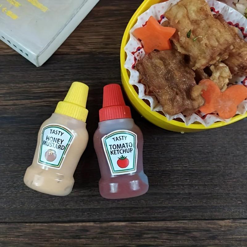 2pcs Mini Tomato Ketchup Bottle Portable Salad Container Bento Squeeze Oil