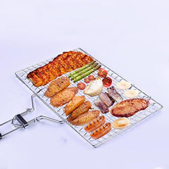 304 Stainless Steel BBQ Net Clip Handle Support Multifunctional Grill