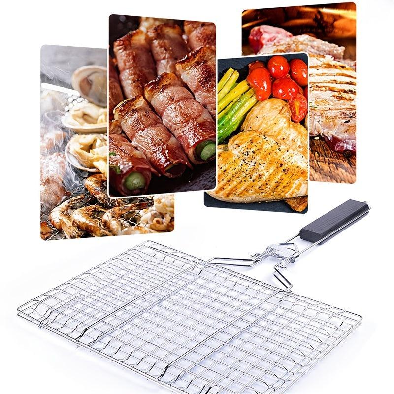 304 Stainless Steel BBQ Net Clip Handle Support Multifunctional Grill