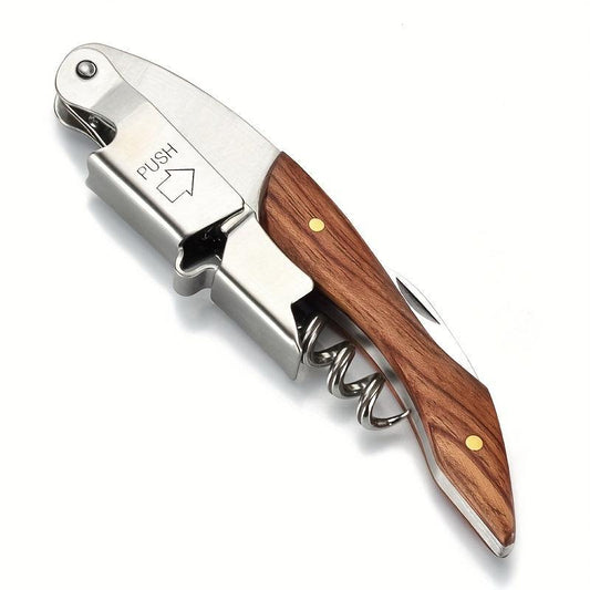 Wooden Handle Multifunctional Red Wine Bottle Opener Kitchen Utensil