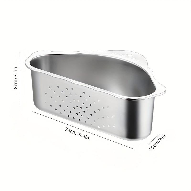 Stainless Steel Vegetable Basin Drain Basket Sink Filter Mesh Triangle